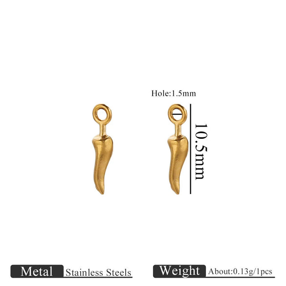 Jewelry Ornament Vacuum Gold Plated Stainless Steel Chili Gourd Pendant Accessories For Earrings Bracelet