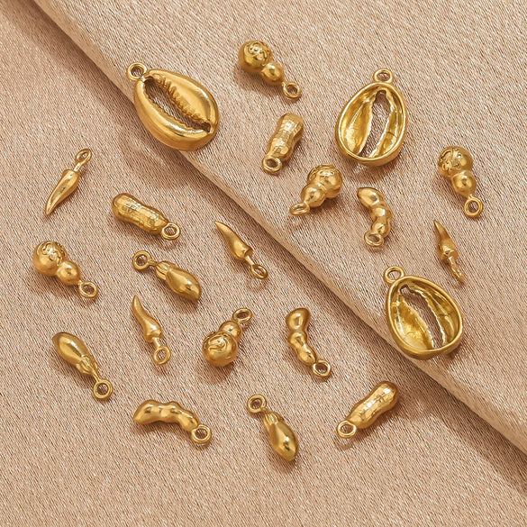 Jewelry Ornament Vacuum Gold Plated Stainless Steel Chili Gourd Pendant Accessories For Earrings Bracelet