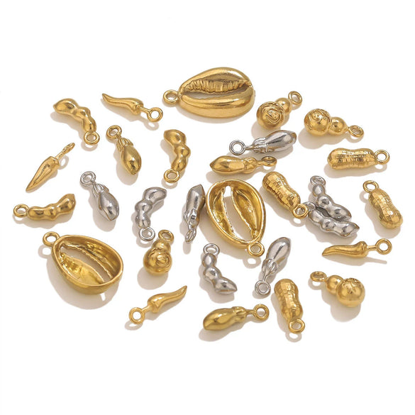 Jewelry Ornament Vacuum Gold Plated Stainless Steel Chili Gourd Pendant Accessories For Earrings Bracelet