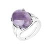 Jewelry Oval Natural Stone Crystal Alloy Women's Ring Four Claw Inlay Hollow Electroplated