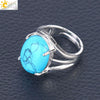 Jewelry Oval Natural Stone Crystal Alloy Women's Ring Four Claw Inlay Hollow Electroplated