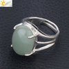 Jewelry Oval Natural Stone Crystal Alloy Women's Ring Four Claw Inlay Hollow Electroplated