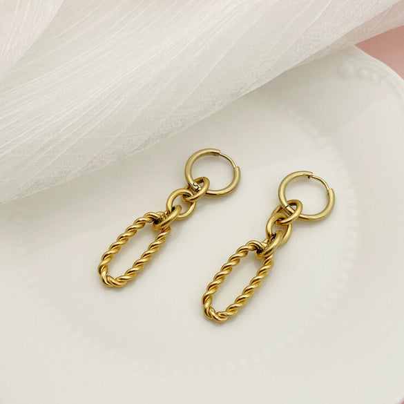 Jewelry Oval Twist Earrings Stainless Steel Electroplated