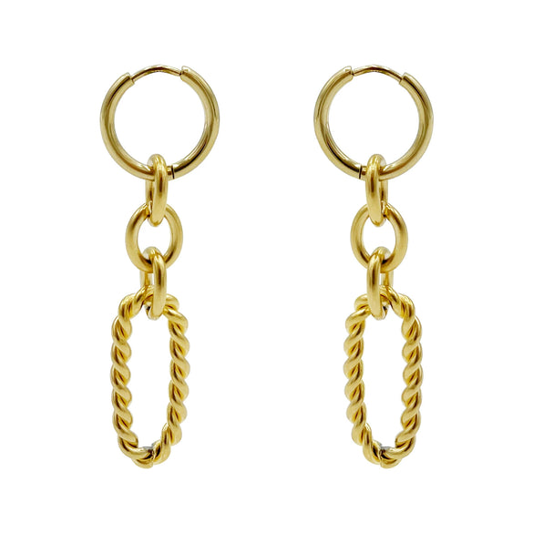 Jewelry Oval Twist Earrings Stainless Steel Electroplated