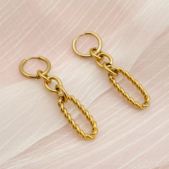Jewelry Oval Twist Earrings Stainless Steel Electroplated