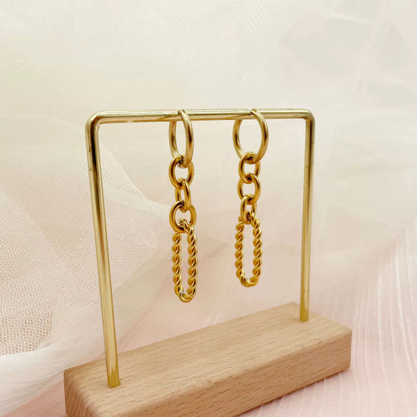 Jewelry Oval Twist Earrings Stainless Steel Electroplated