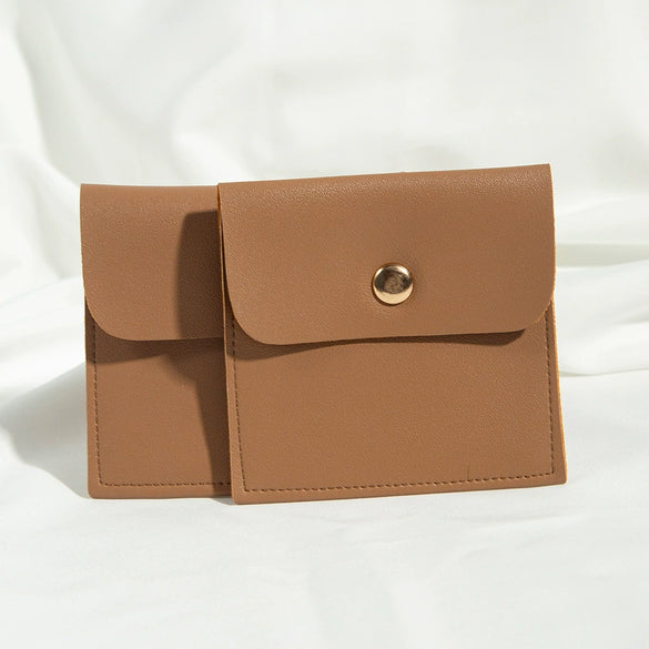 Jewelry Packaging Bag Pu Leather Flap Snap Pocket Embossing Style