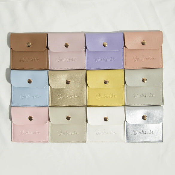Jewelry Packaging Bag Pu Leather Flap Snap Pocket Embossing Style