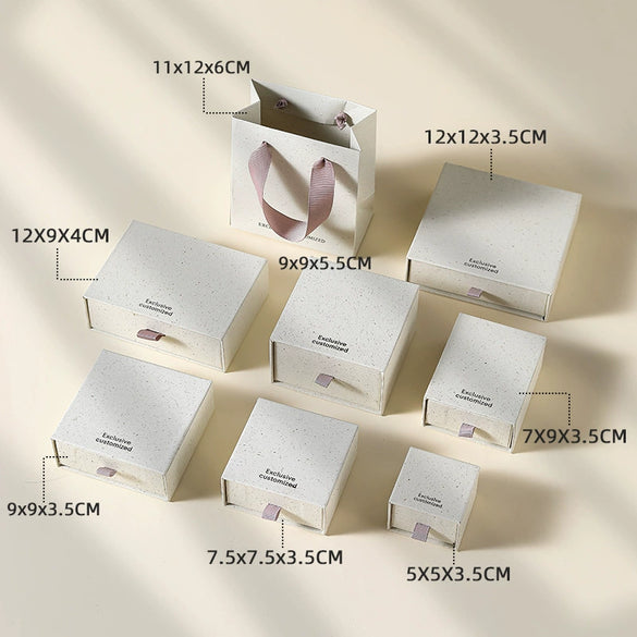 Jewelry Packaging Box With Regenerated Texture Cover Made Of Paper And Cardboard For Rings Necklaces And Bracelets