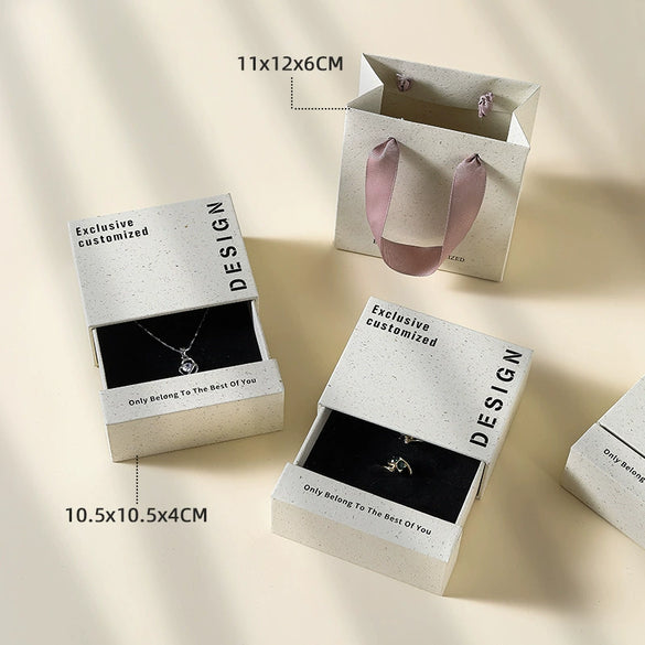 Jewelry Packaging Box With Regenerated Texture Cover Made Of Paper And Cardboard For Rings Necklaces And Bracelets