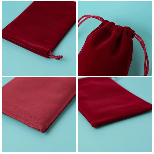 Jewelry Packaging Storage Bag Wine Red Drawstring Fluff Cloth Printing