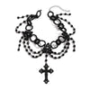 Jewelry Palace Style Black Lace Iron Chain Imitation Crystal Geometric Beaded Tassel Clavicle Necklace With Electroplating