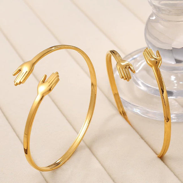 Jewelry Palmshaped 316L Stainless Steel Bracelet Electroplating Simple Geometric Style