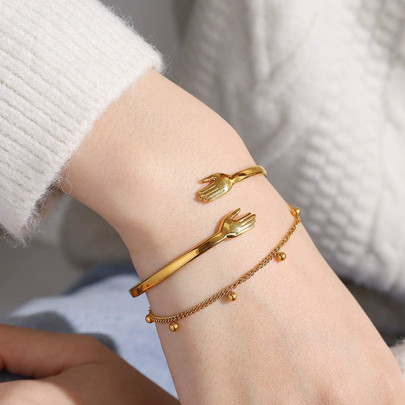 Jewelry Palmshaped 316L Stainless Steel Bracelet Electroplating Simple Geometric Style