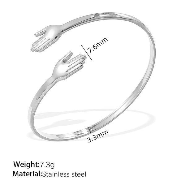 Jewelry Palmshaped 316L Stainless Steel Bracelet Electroplating Simple Geometric Style