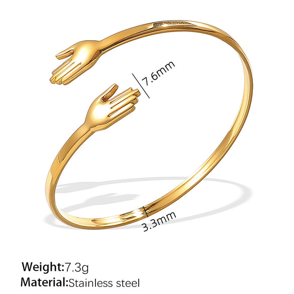 Jewelry Palmshaped 316L Stainless Steel Bracelet Electroplating Simple Geometric Style