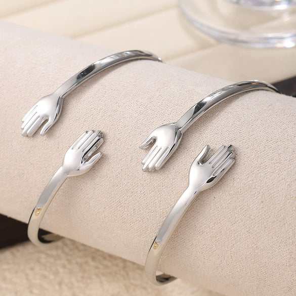 Jewelry Palmshaped 316L Stainless Steel Bracelet Electroplating Simple Geometric Style