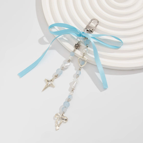 Jewelry Peach Heart Alloy Acrylic Imitation Pearls Chalcedony Webbing Handmade Pendant