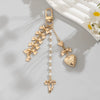 Jewelry Peach Heart Alloy Acrylic Imitation Pearls Chalcedony Webbing Handmade Pendant