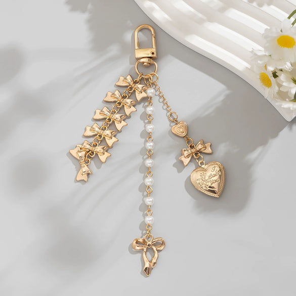 Jewelry Peach Heart Alloy Acrylic Imitation Pearls Chalcedony Webbing Handmade Pendant