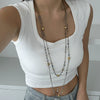 Jewelry Pearl Beaded Alloy Clavicle Chain Set U Shape Electroplating