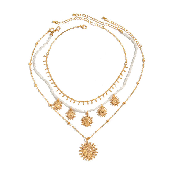 Jewelry Pearl Beaded Copper Alloy U Shaped Pendant Clavicle Chain Electroplated For Women Vacation Style