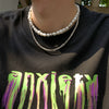 Jewelry Pearl Chain Necklace Geometric Stitching Trendy Double Layer Clavicle Chain For Men