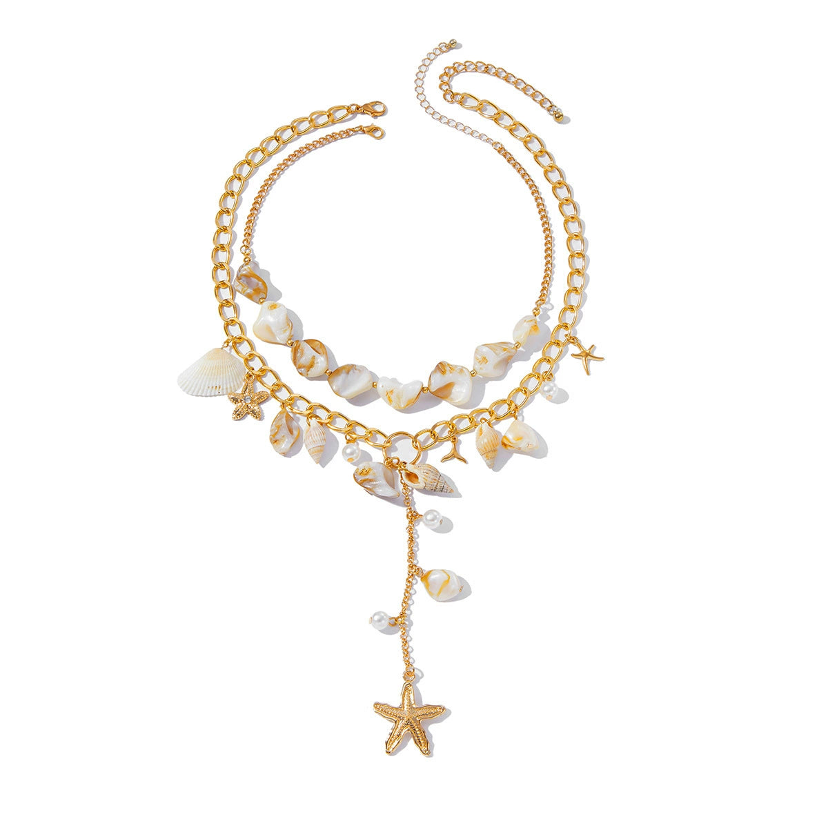 Jewelry Pearl Conch Shell Geometric Alloy Clavicle Chain Electroplated ...