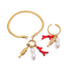 Jewelry Pearl Ring And Niche Bracelet Titanium Steel Stainless Steel Fish Pattern Electroplating For Women