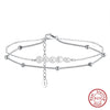Jewelry Pearl 225 Silver Geometric Style Double Row Chain Anklet For Women