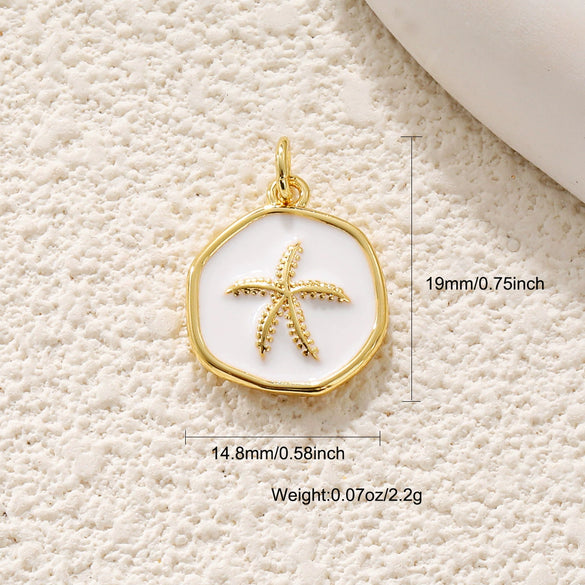 Jewelry Pendant Copper Dripping Oil Irregular Marine Fish Seahorse Conch Starfish