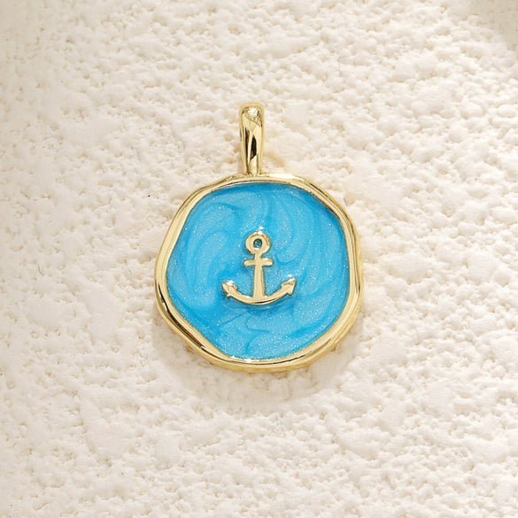 Jewelry Pendant Copper Dripping Oil Irregular Marine Fish Seahorse Conch Starfish