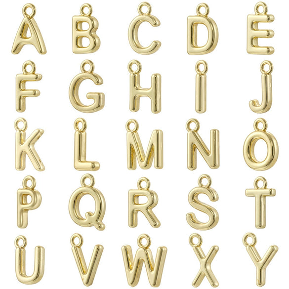 Jewelry Pendant Copper English Letter Flat Circle Glossy Handmade Electroplated