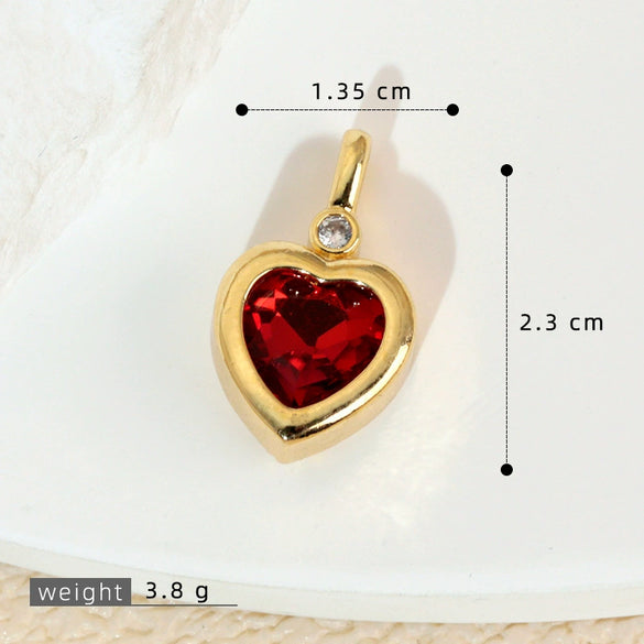 Jewelry Pendant Copper Heart Shaped Electroplated Colored Zirconium Love Design