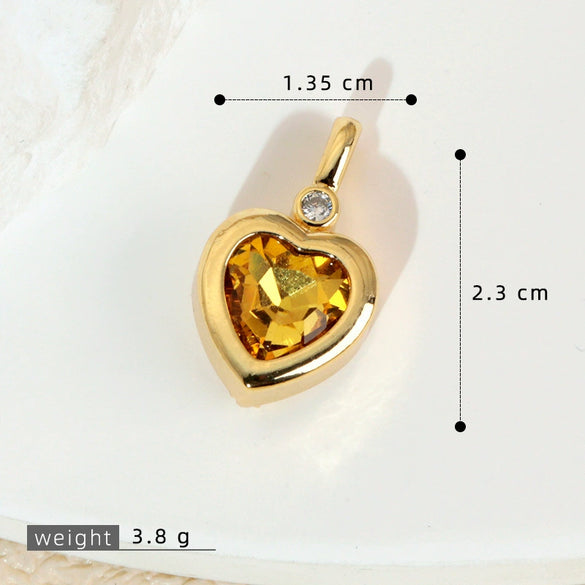 Jewelry Pendant Copper Heart Shaped Electroplated Colored Zirconium Love Design