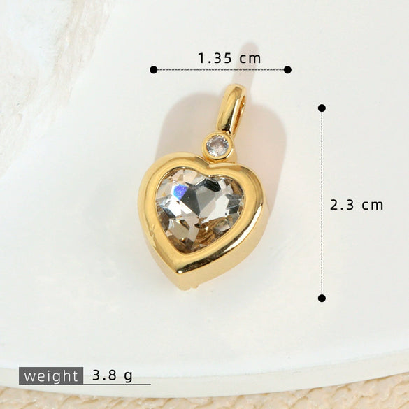 Jewelry Pendant Copper Heart Shaped Electroplated Colored Zirconium Love Design