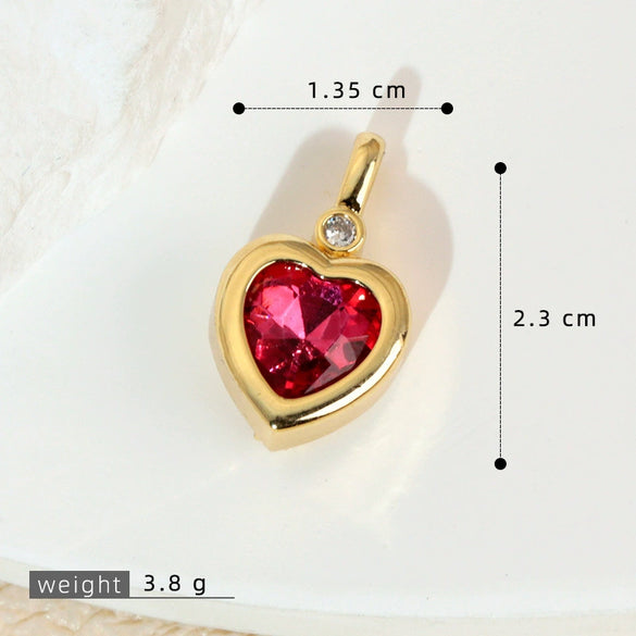 Jewelry Pendant Copper Heart Shaped Electroplated Colored Zirconium Love Design