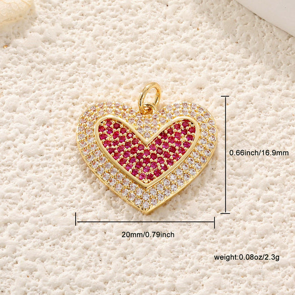 Jewelry Pendant Copper Heartshaped Plated Real Gold Sweet Style