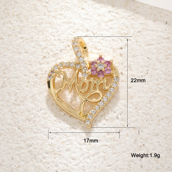 Jewelry Pendant Copper Heartshaped Plated Real Gold Sweet Style