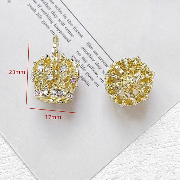 Jewelry Pendant Copper Inlaid Zirconium Three Dimensional Crown Line Pattern Electroplated Handmade