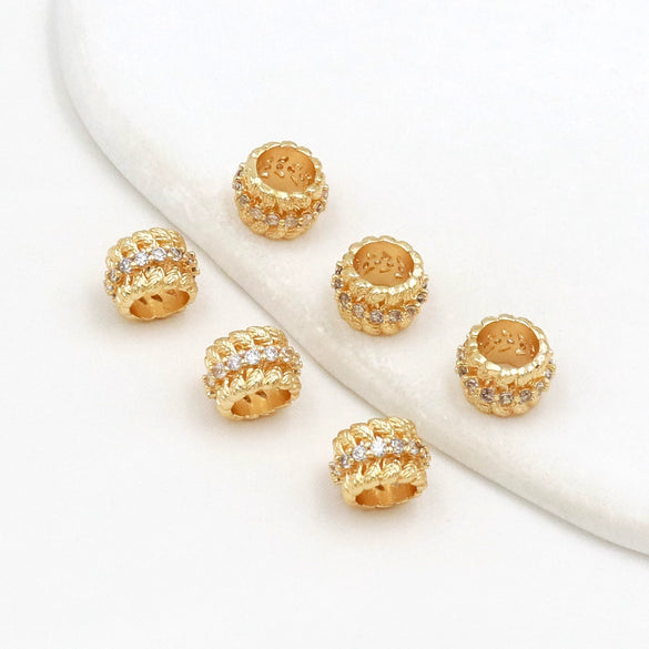 Jewelry Pendant Copper 18K Real Gold Microinlaid White Zircon Gear Fortune Bead Electroplating Versatile Minimalist