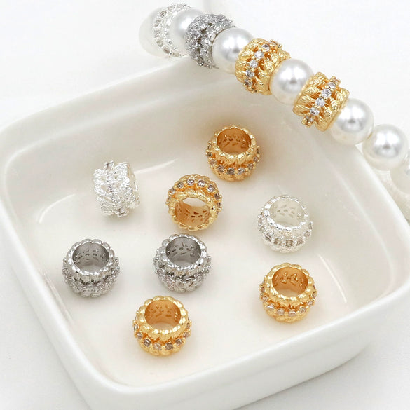 Jewelry Pendant Copper 18K Real Gold Microinlaid White Zircon Gear Fortune Bead Electroplating Versatile Minimalist