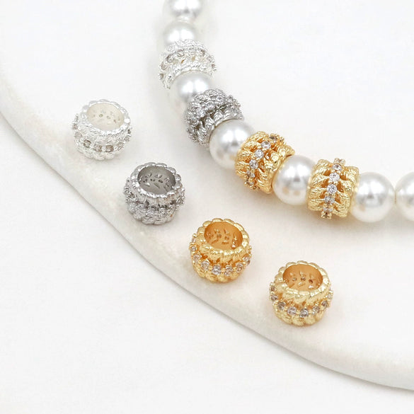 Jewelry Pendant Copper 18K Real Gold Microinlaid White Zircon Gear Fortune Bead Electroplating Versatile Minimalist
