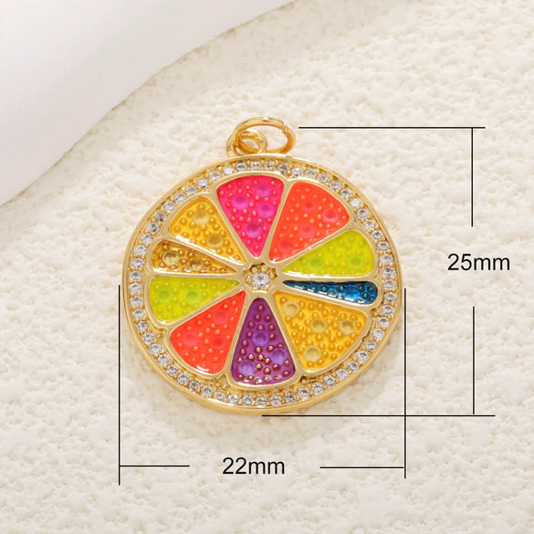 Jewelry Pendant Copper Sweet Fruit Style With Oil Dripping Design And Apple Pattern
