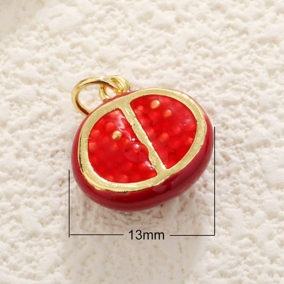 Jewelry Pendant Copper Sweet Fruit Style With Oil Dripping Design And Apple Pattern