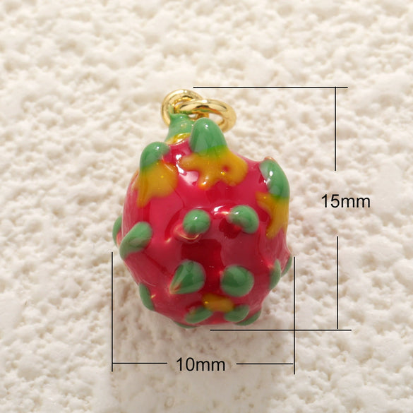 Jewelry Pendant Copper Sweet Fruit Style With Oil Dripping Design And Apple Pattern