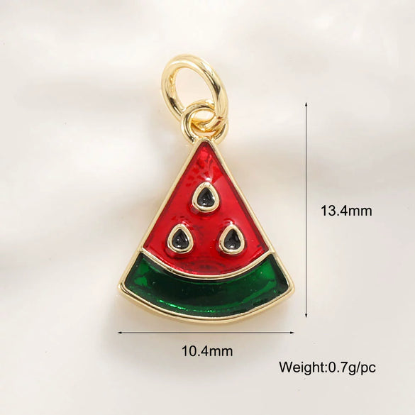 Jewelry Pendant Copper Sweet Fruit Style With Oil Dripping Design And Apple Pattern