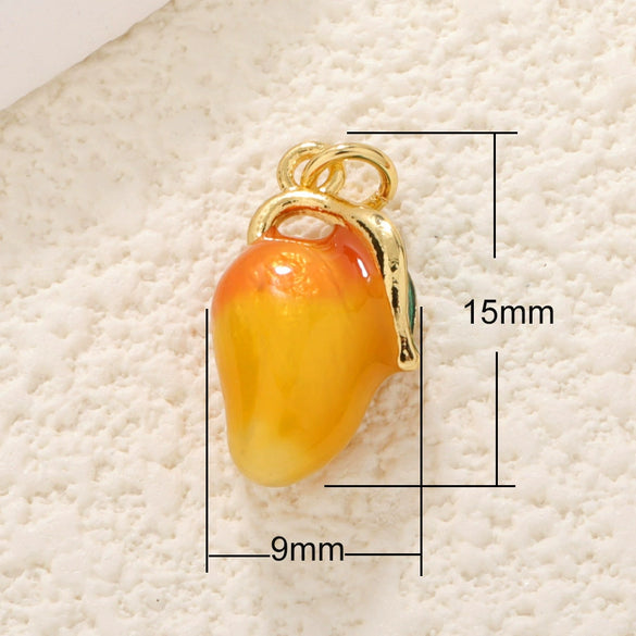 Jewelry Pendant Copper Sweet Fruit Style With Oil Dripping Design And Apple Pattern