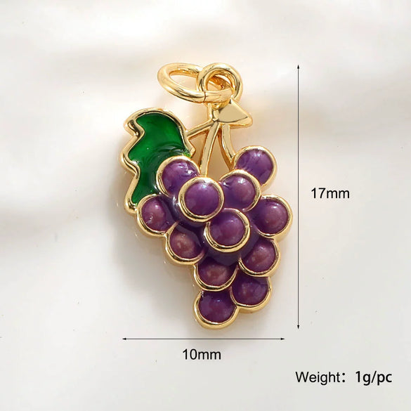 Jewelry Pendant Copper Sweet Fruit Style With Oil Dripping Design And Apple Pattern