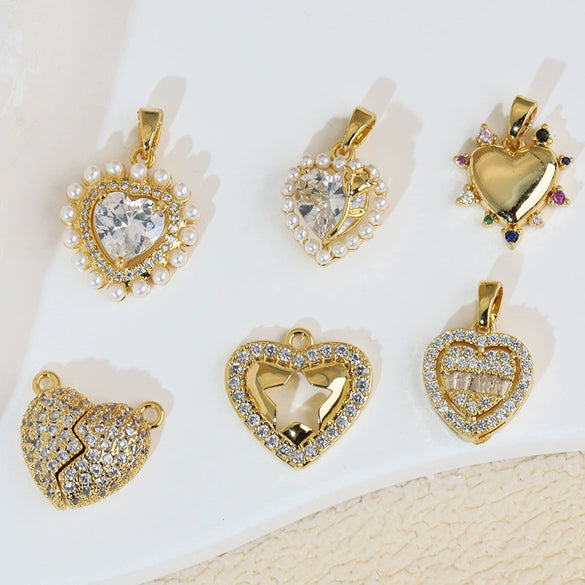 Jewelry Pendant Earrings Bracelet Necklace Accessories Retro Heart Shape Copper Electroplated